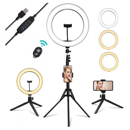 USB Powered Ring Light Circle LED Light with Tripod Stand for YouTube Video, TikTok, Live Streaming, Makeup, Selfie Photography