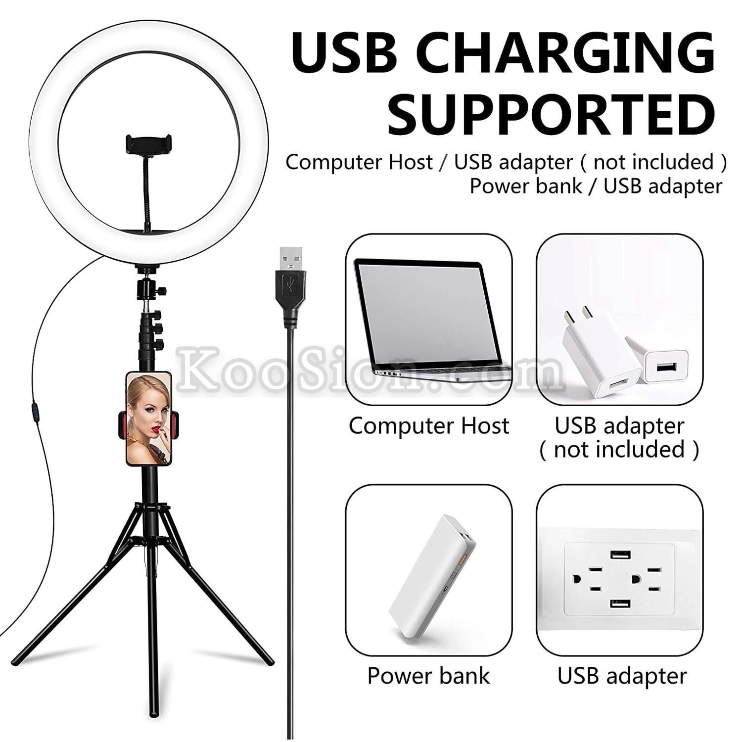 USB Powered Ring Light Circle LED Light with Tripod Stand for YouTube Video, TikTok, Live Streaming, Makeup, Selfie Photography
