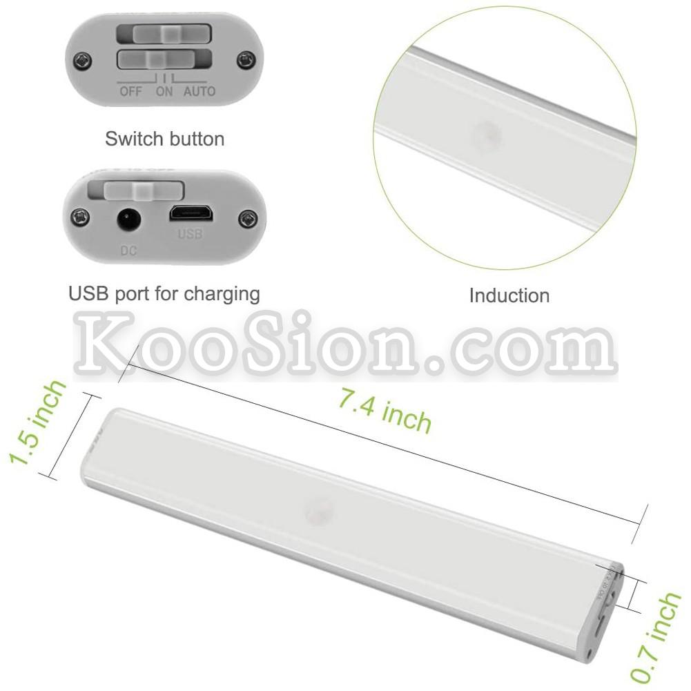 Under Cabinet Lighting USB Rechargeable Motion Sensor Closet Lamp with Magnetic Stick