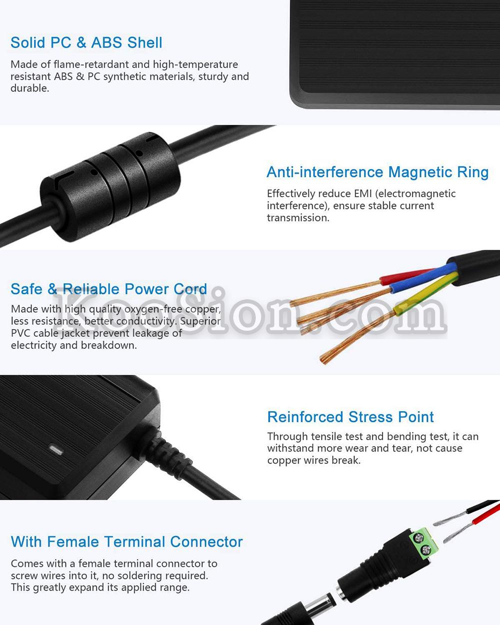 Desktop AC100-240V to DC5V12V Device Transformer Power Adapter Converter with 5.5x2.1mm DC Output Jack