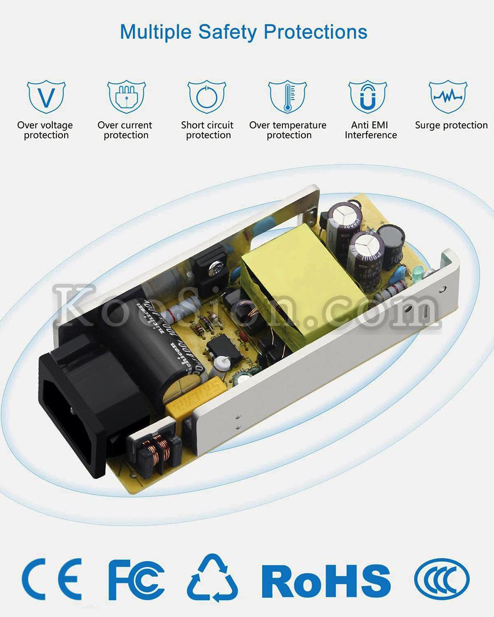 Desktop AC100-240V to DC5V12V Device Transformer Power Adapter Converter with 5.5x2.1mm DC Output Jack