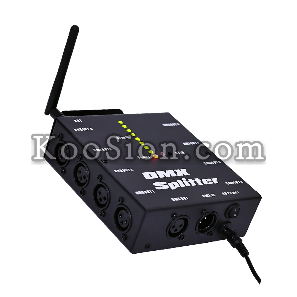 KooSion 8-Way Wireless DMX Signal Splitter for Architectural Lighting Projects
