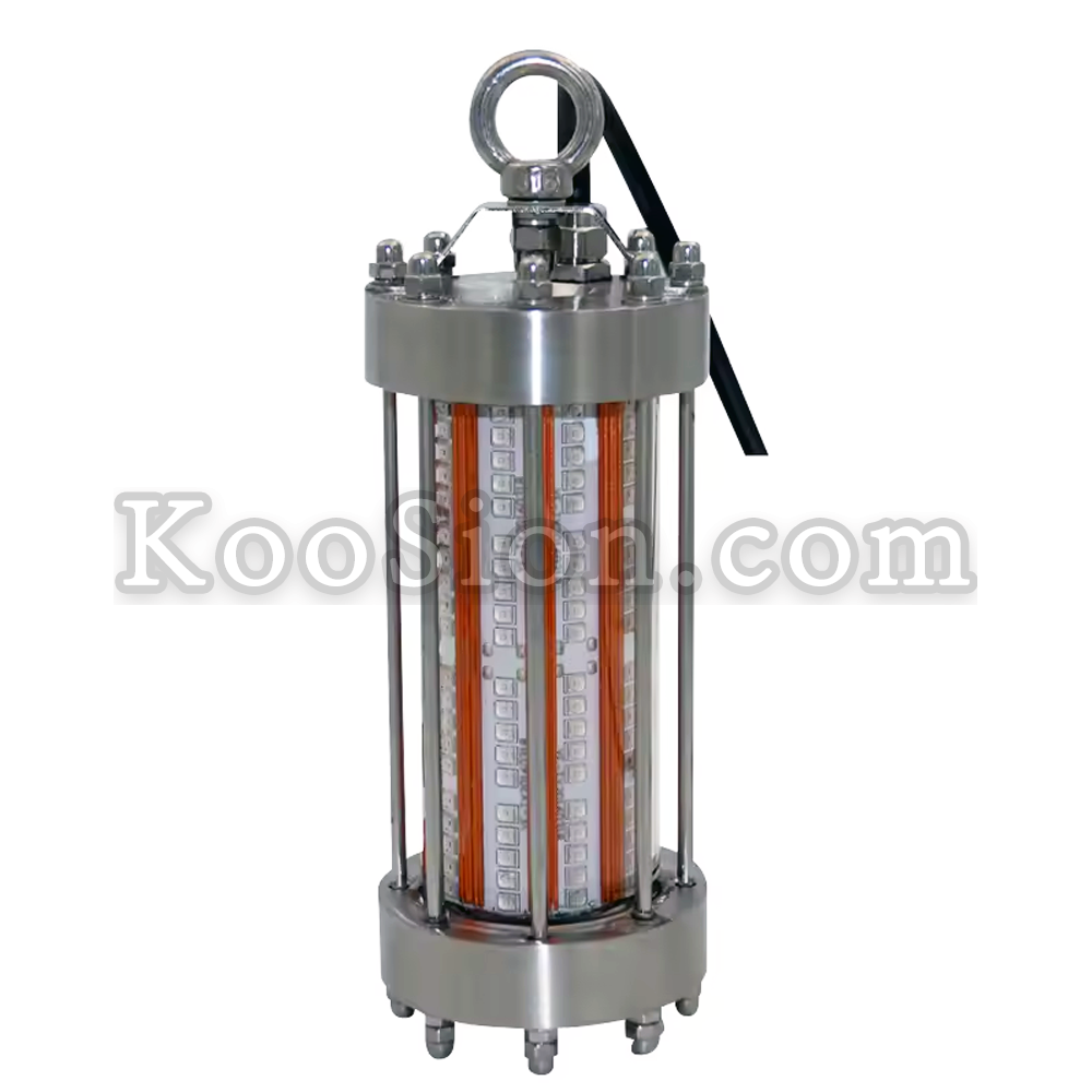 KOOSION Aqua-Sub IP68 submersible LED bar for aquaculture tanks with marine-grade stainless steel housing. KOOSION Aqua-Sub IP68 submersible LED bar for aquaculture tanks with marine-grade stainless steel housing.